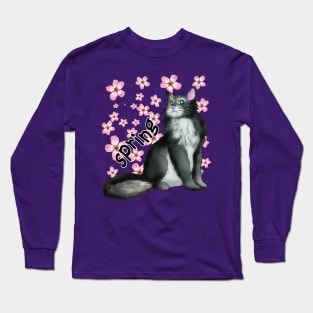 A black and white cat for Spring Long Sleeve T-Shirt